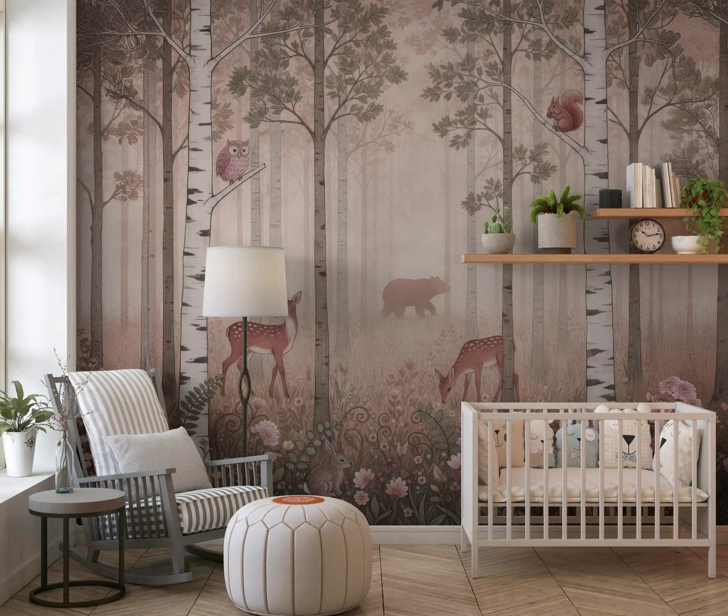 Animali della Foresta e Fiori Selvatici – Murale da Parete Alba