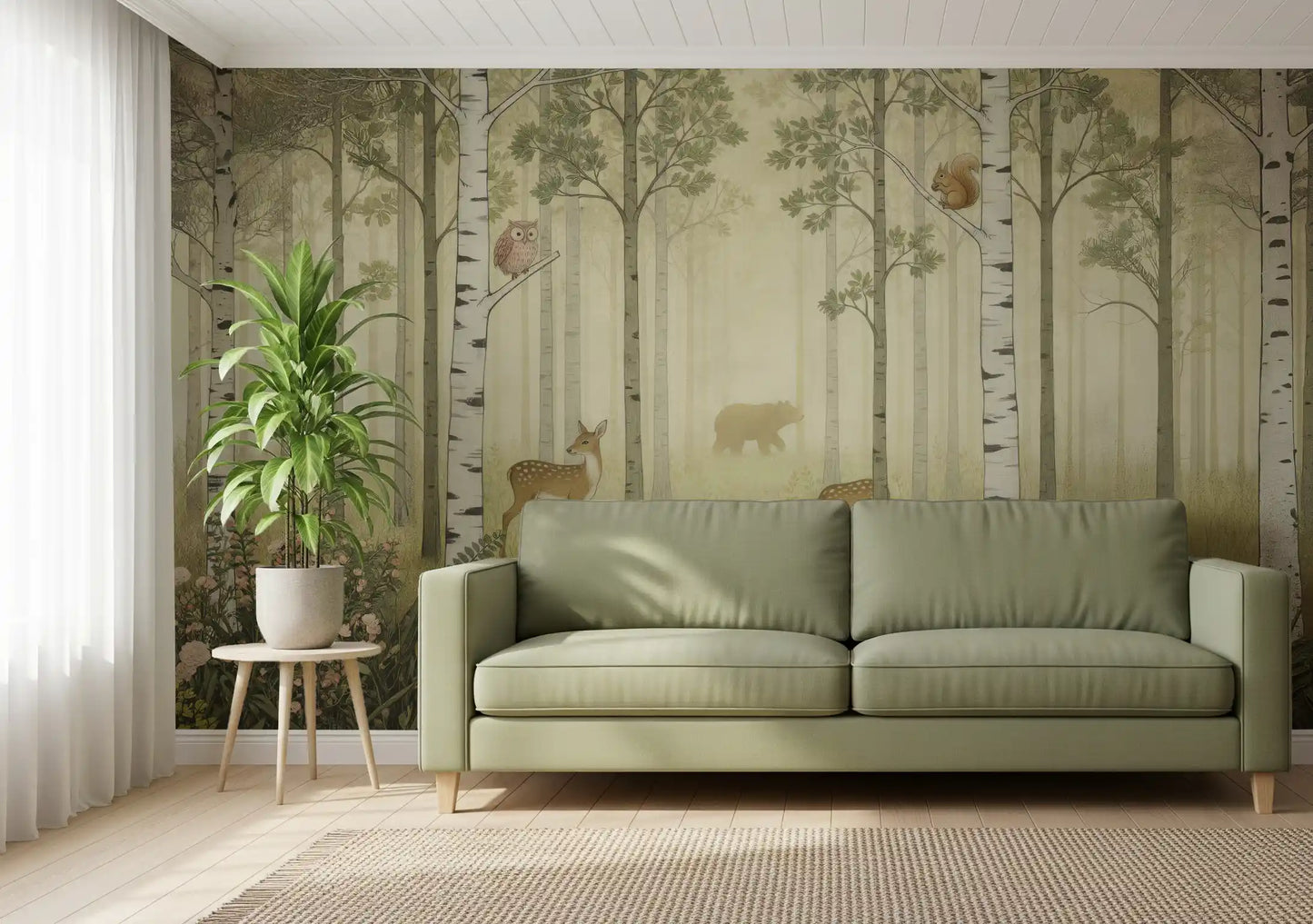 Animali della Foresta e Fiori Selvatici – Murale Estivo per Pareti