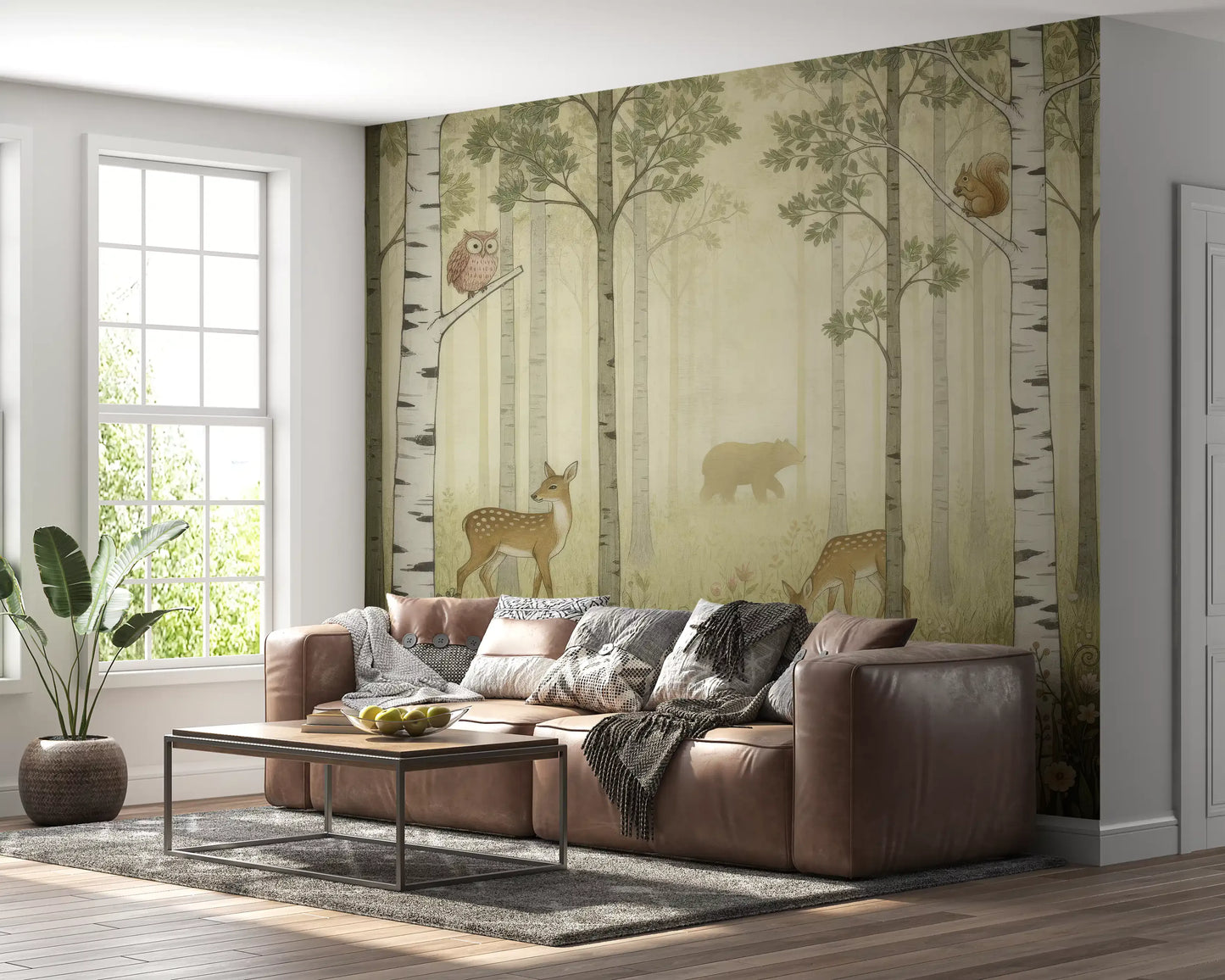 Animali della Foresta e Fiori Selvatici – Murale Estivo per Pareti