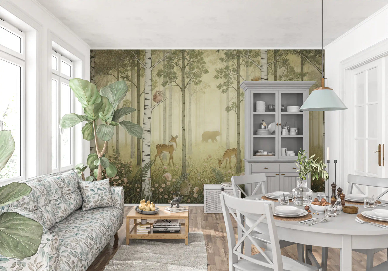 Waldtiere und Wildblumen – Sommer Wandbild