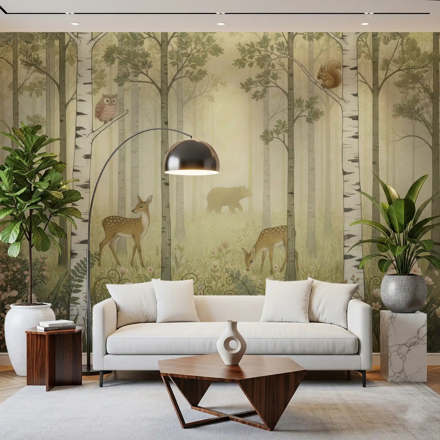 Animali della Foresta e Fiori Selvatici – Murale Estivo per Pareti