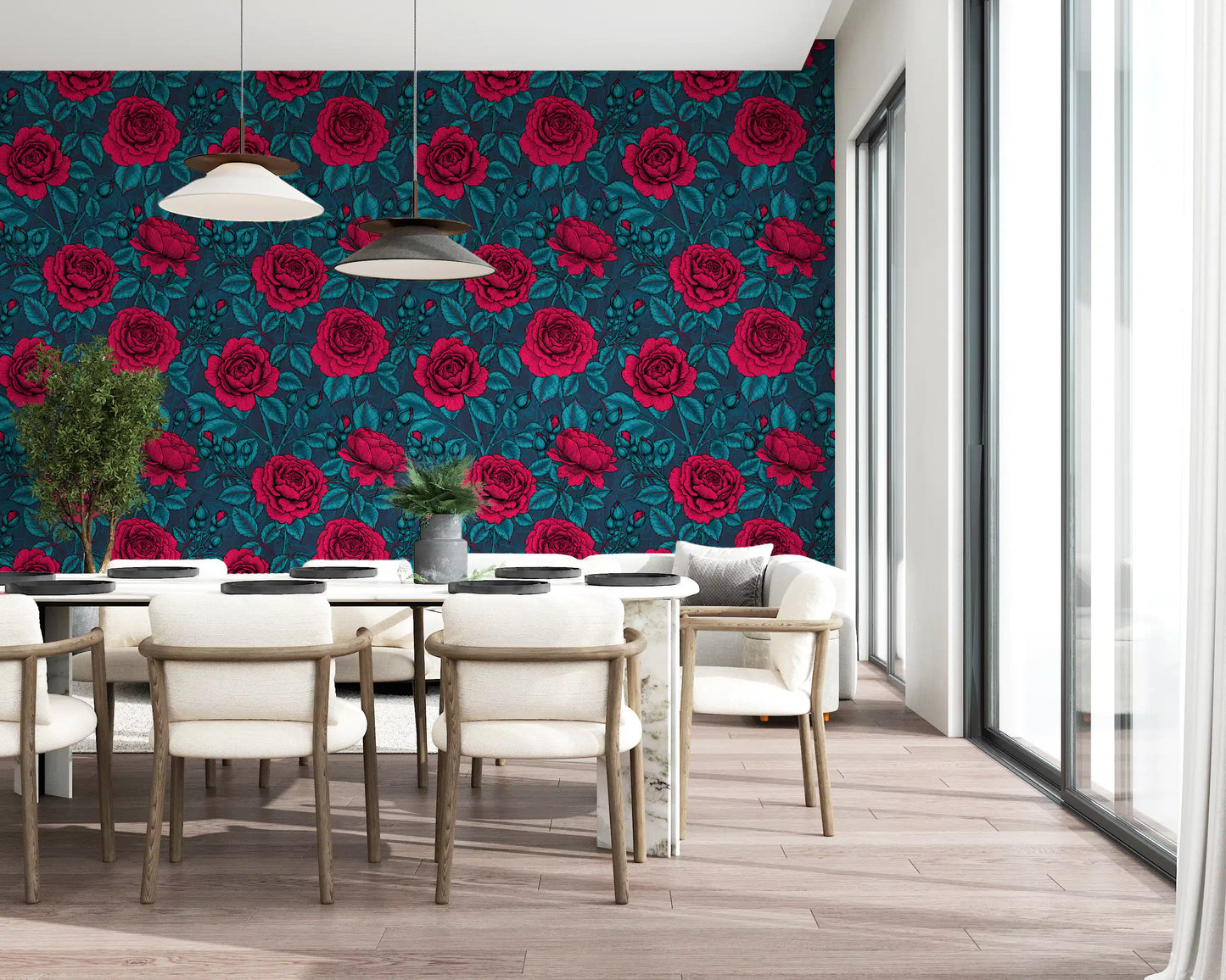 Papier peint Jardin de Roses Nocturne