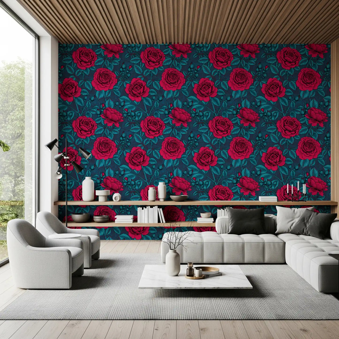 Papier peint Jardin de Roses Nocturne