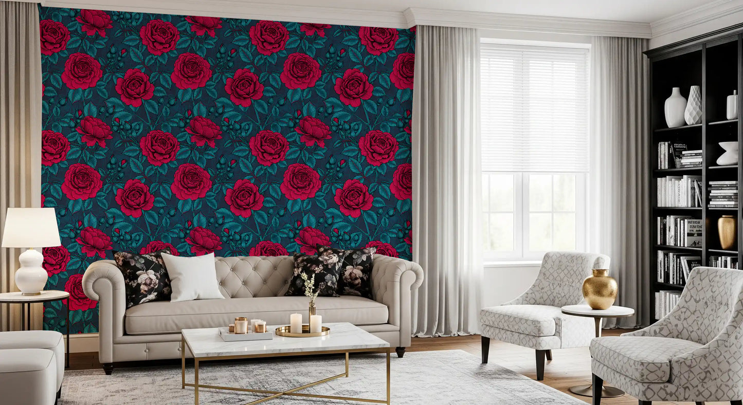 Papier peint Jardin de Roses Nocturne