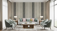 Beige linen-look ground meets clustered black lines in the Artisanal Striped Linen Wallpaper