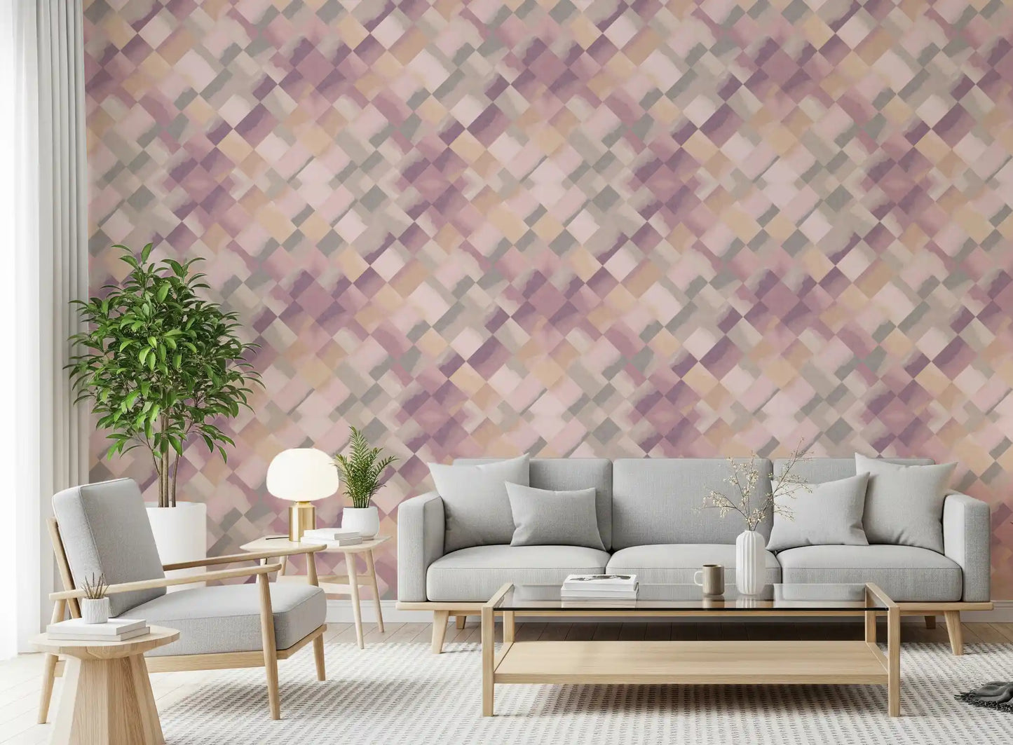 Papier peint damier peint Relax Sunrise