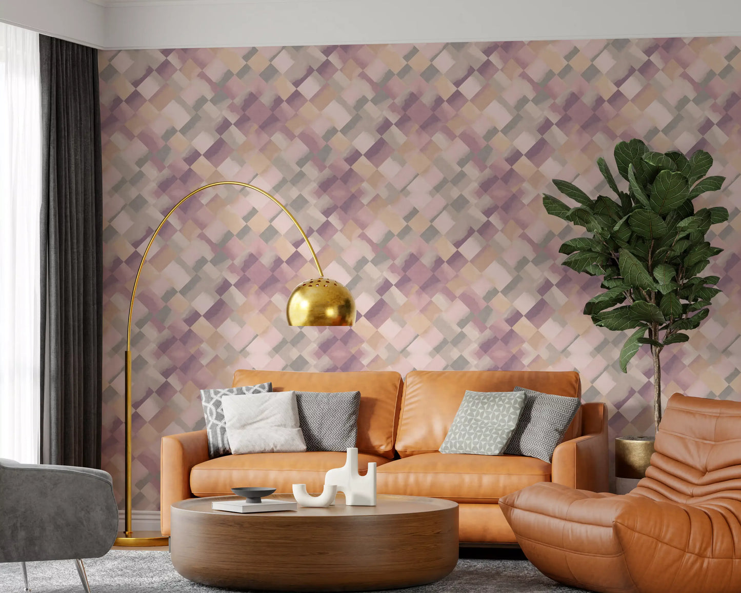 Papier peint damier peint Relax Sunrise