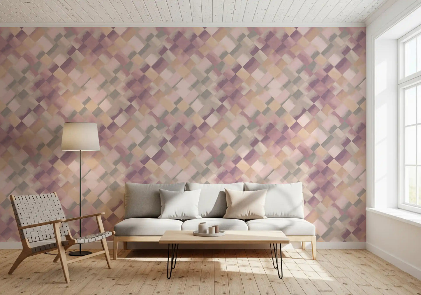 Papier peint damier peint Relax Sunrise
