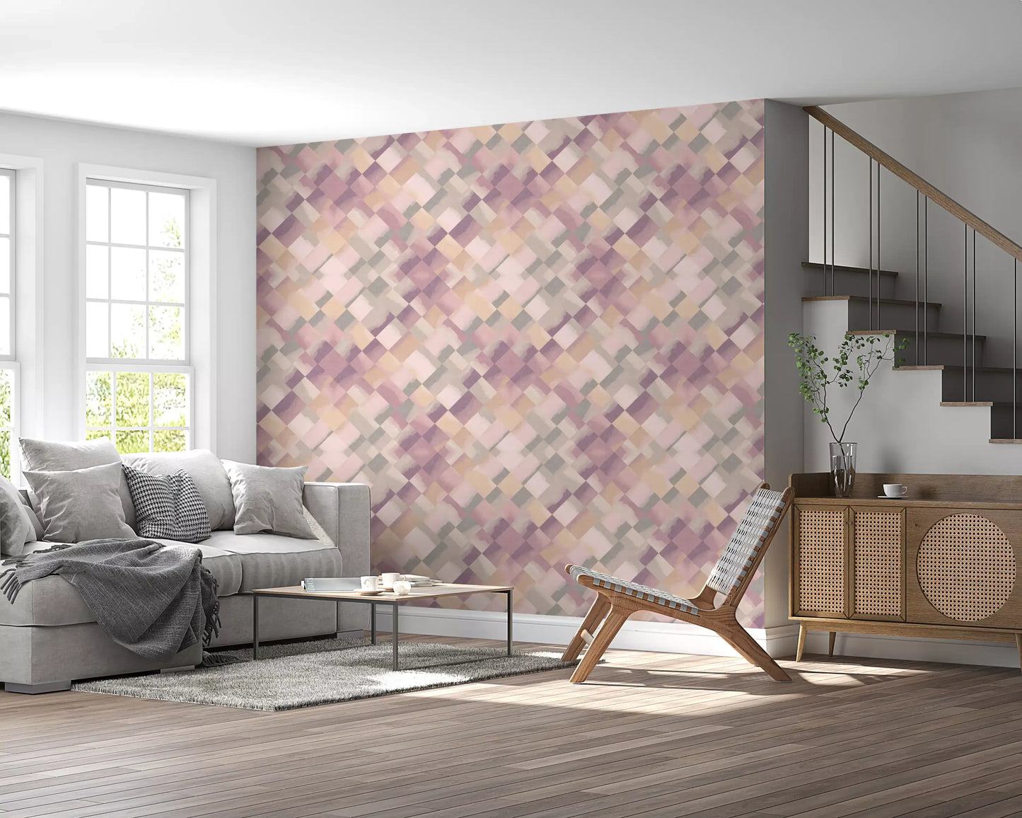 Papier peint damier peint Relax Sunrise