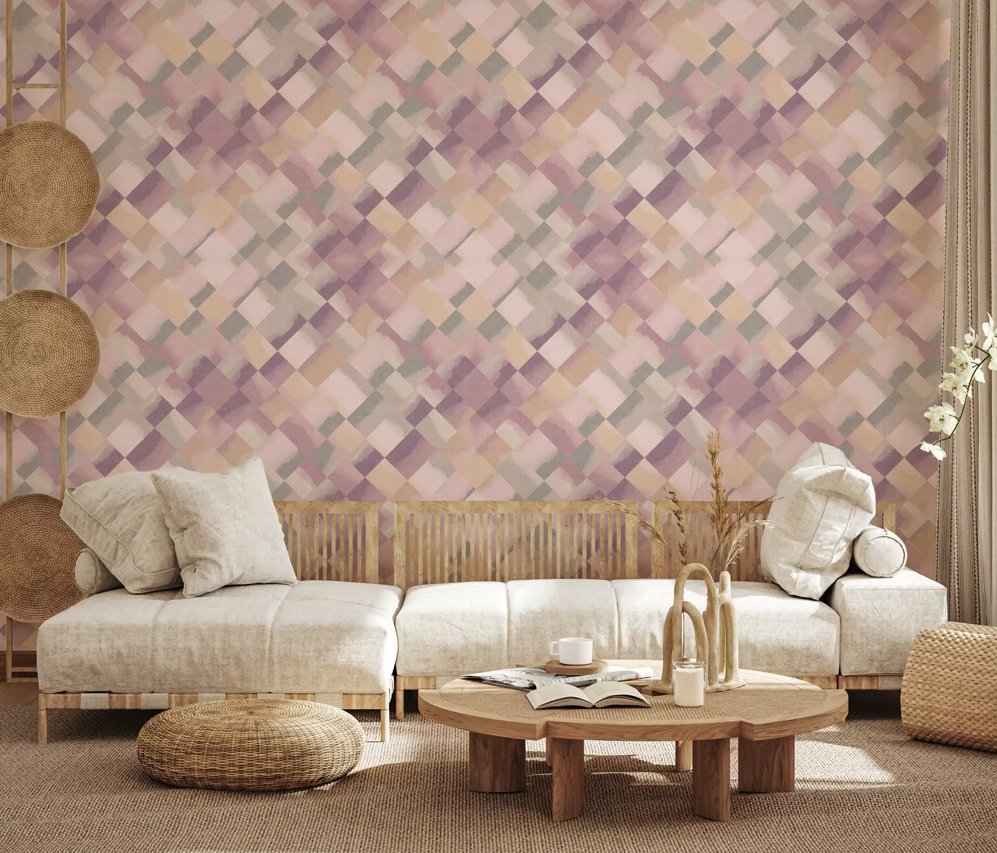 Papier peint damier peint Relax Sunrise