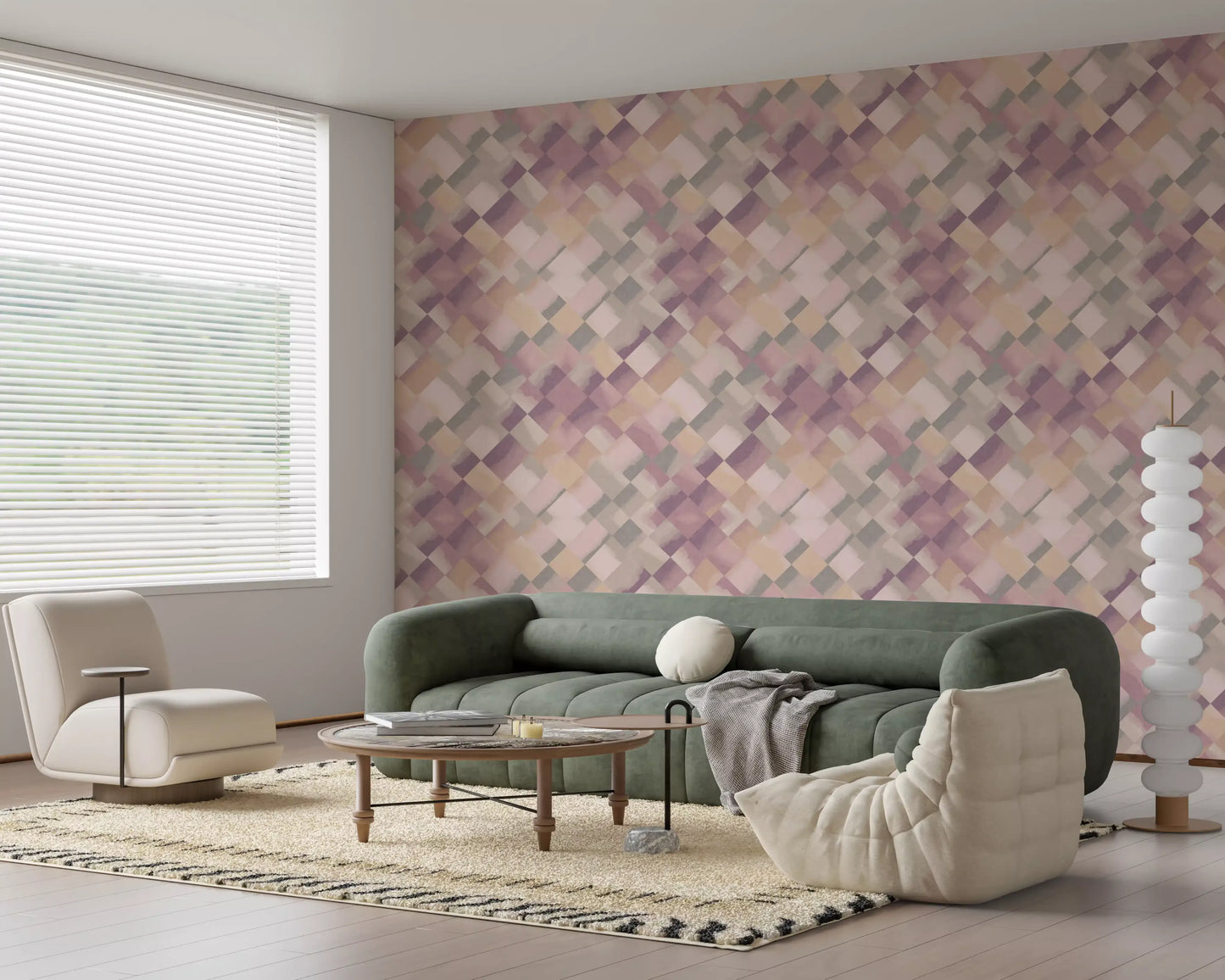 Papier peint damier peint Relax Sunrise