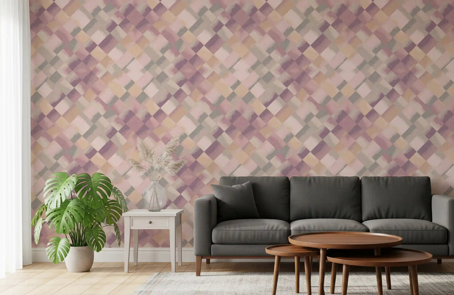 Papier peint damier peint Relax Sunrise