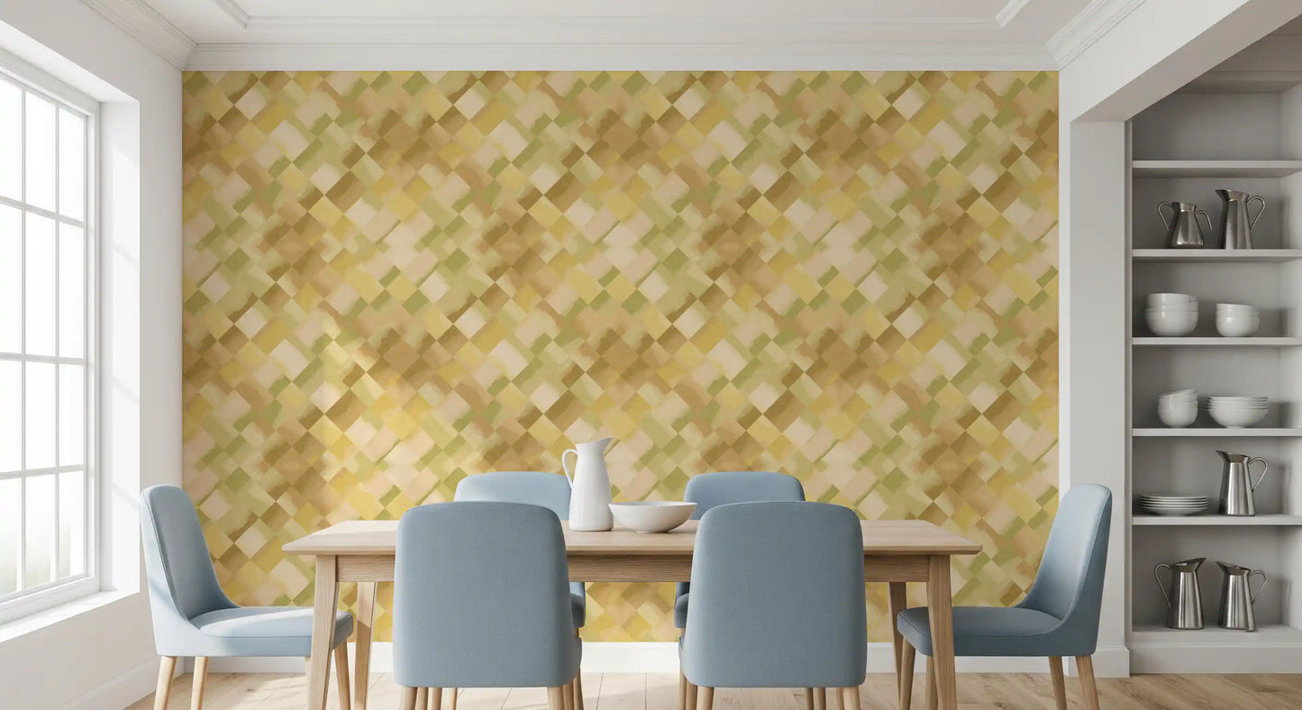 Papier peint à damier peint Relax Greenery