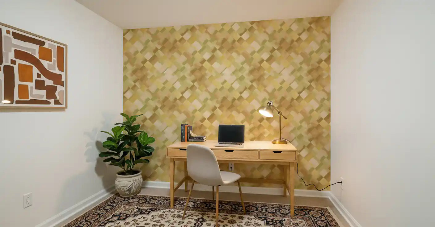 Papier peint à damier peint Relax Greenery