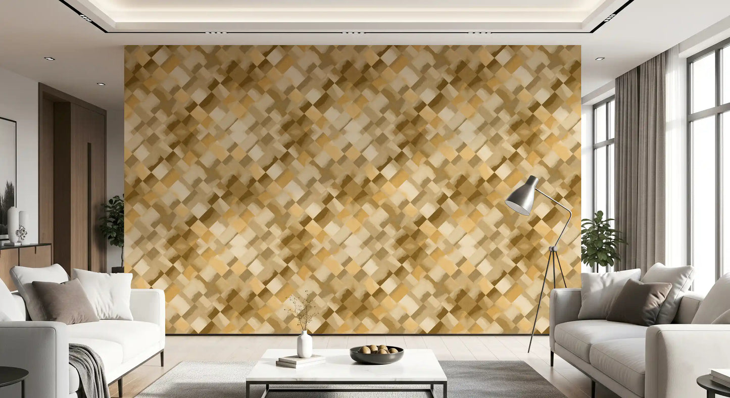 Papier peint damier peint ocre Relax