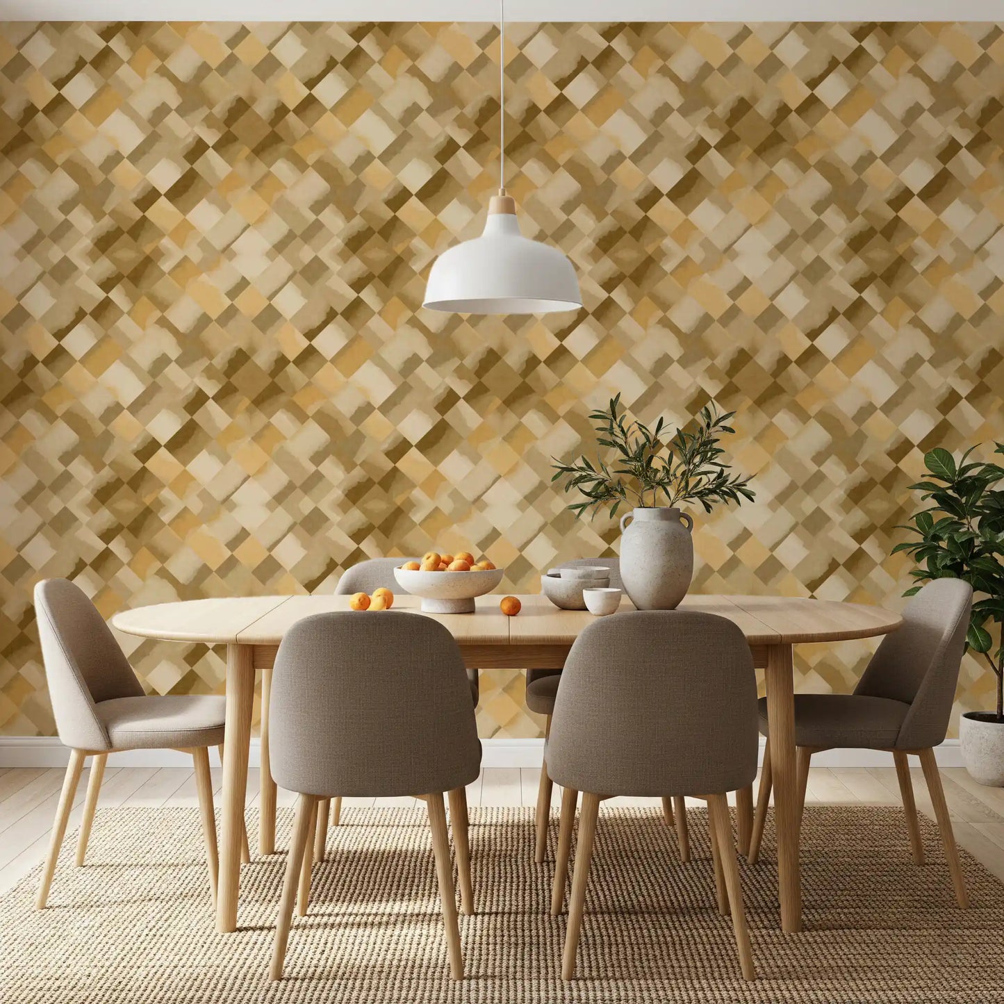 Papier peint damier peint ocre Relax