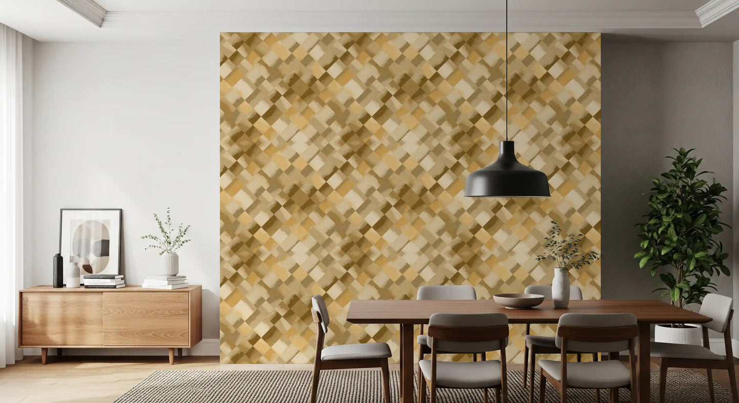 Papier peint damier peint ocre Relax