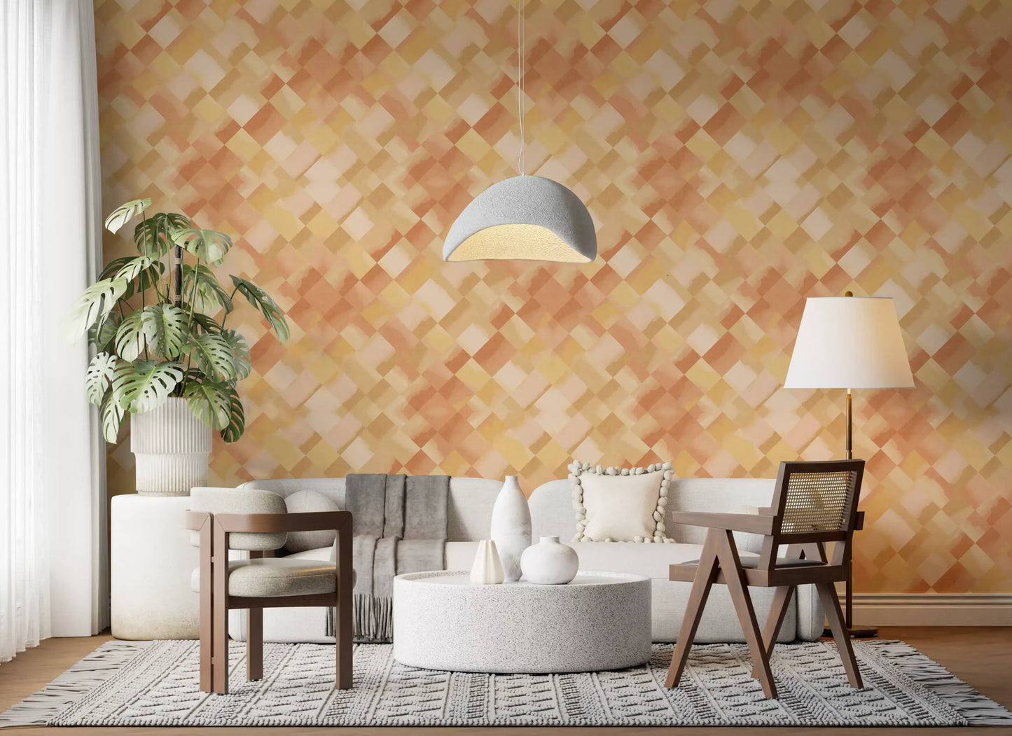 Papier peint damier peint Relax Sunny