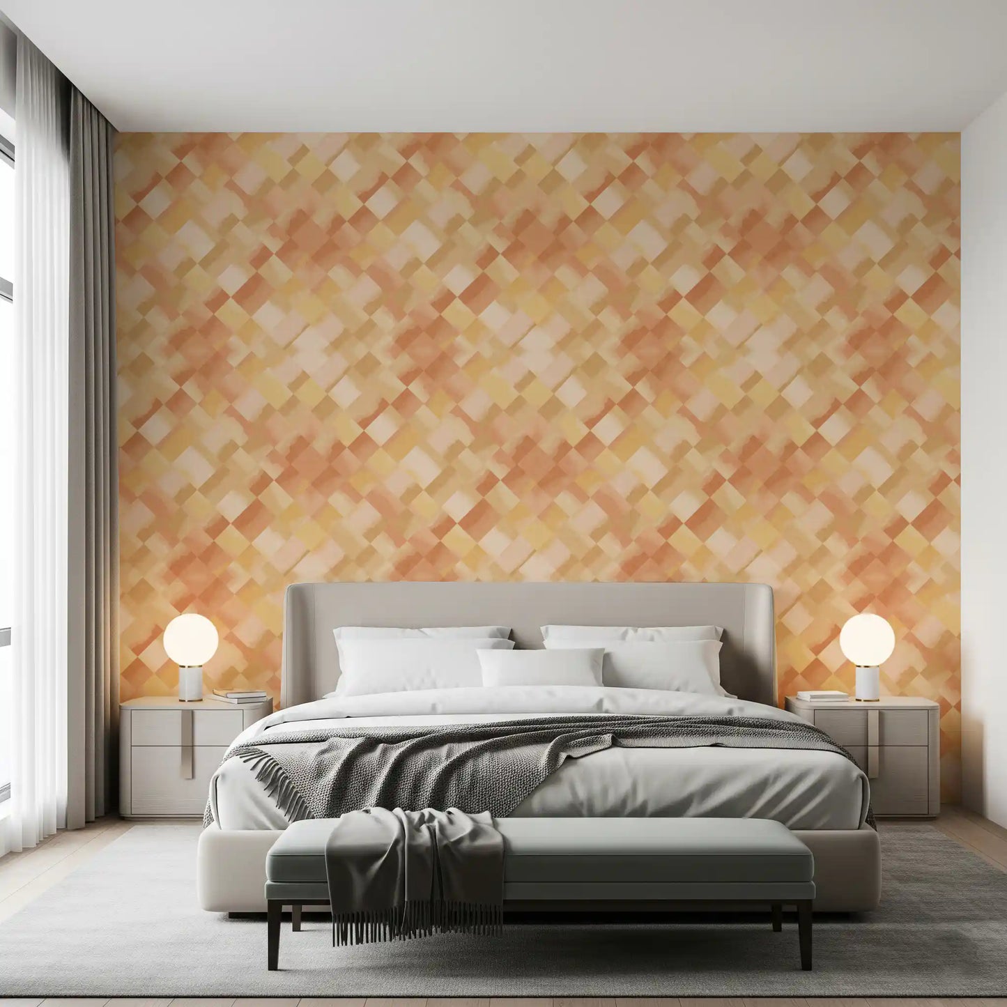 Papier peint damier peint Relax Sunny