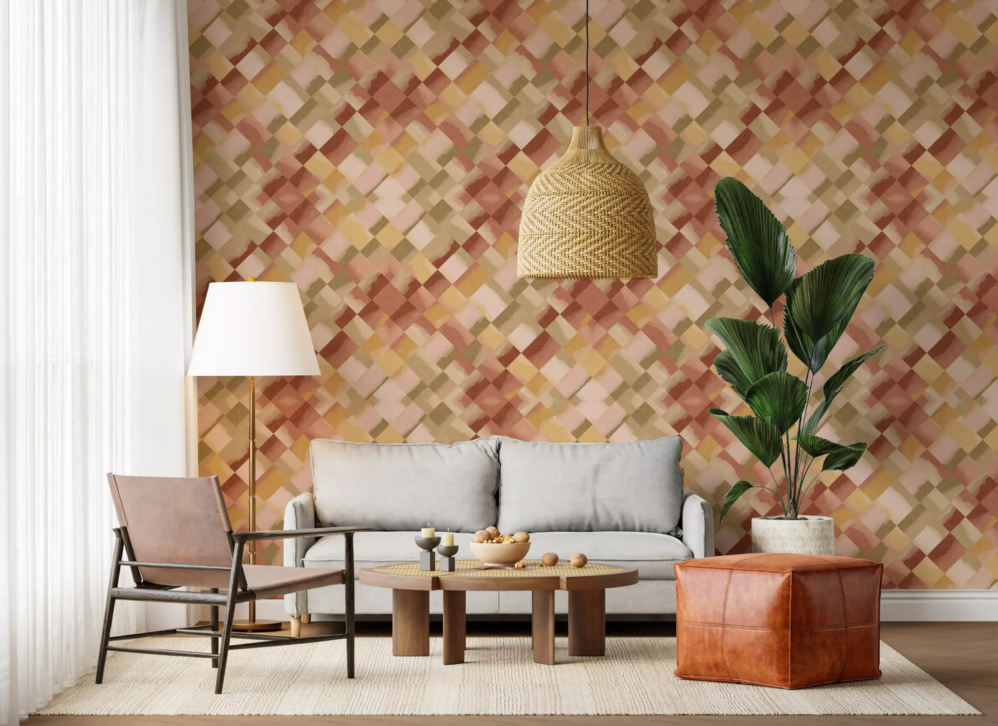 Papier peint damier peint Relax Sunset