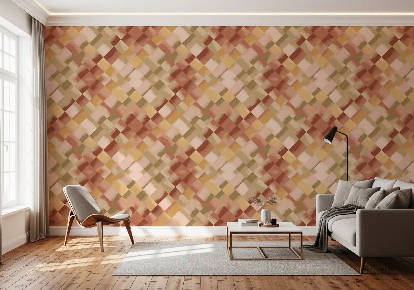 Papier peint damier peint Relax Sunset