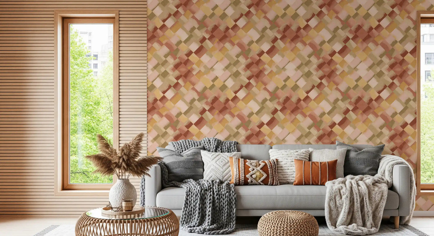 Papier peint damier peint Relax Sunset