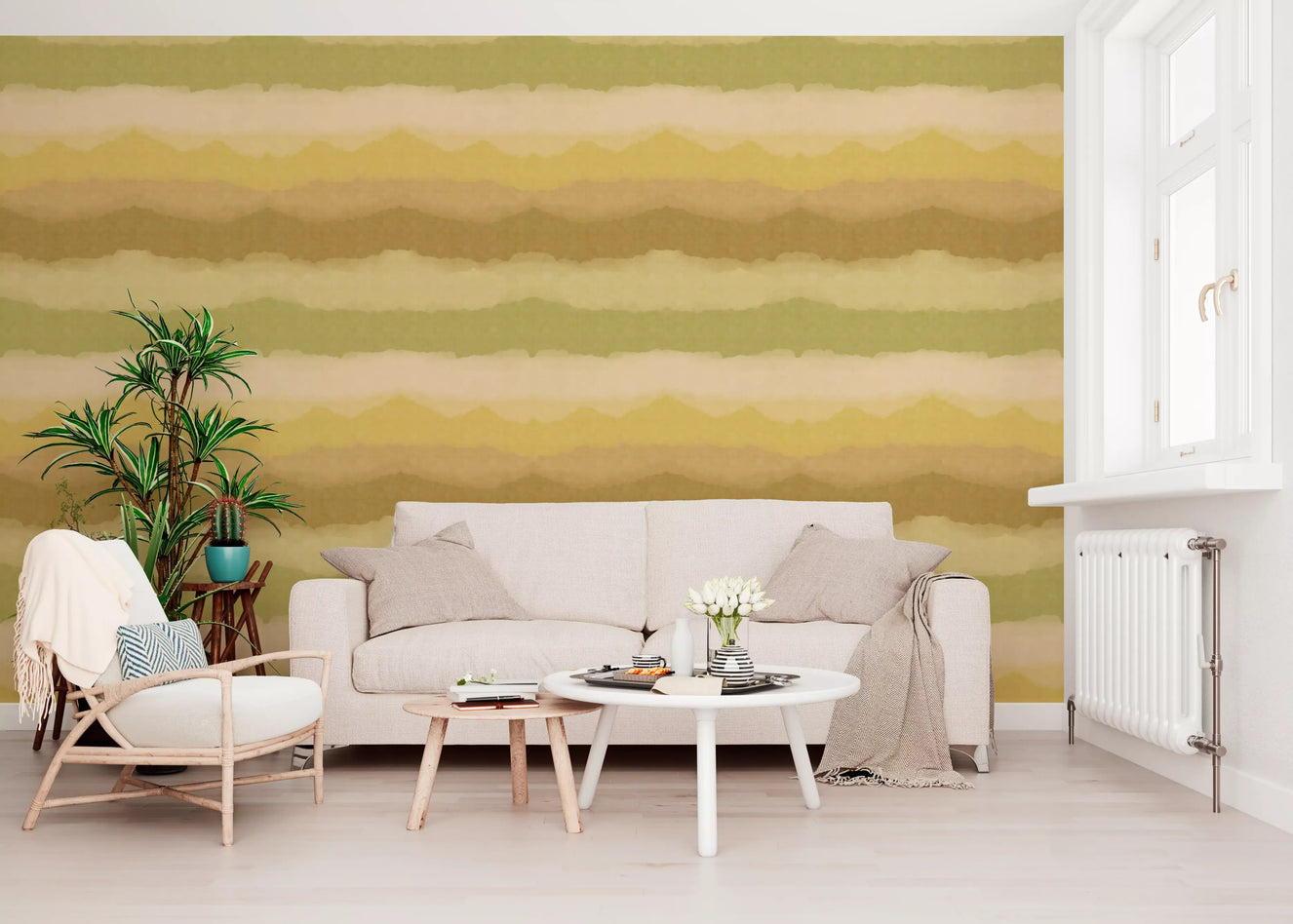 Relax Greenery Painted Horizon Wallpaper⁠