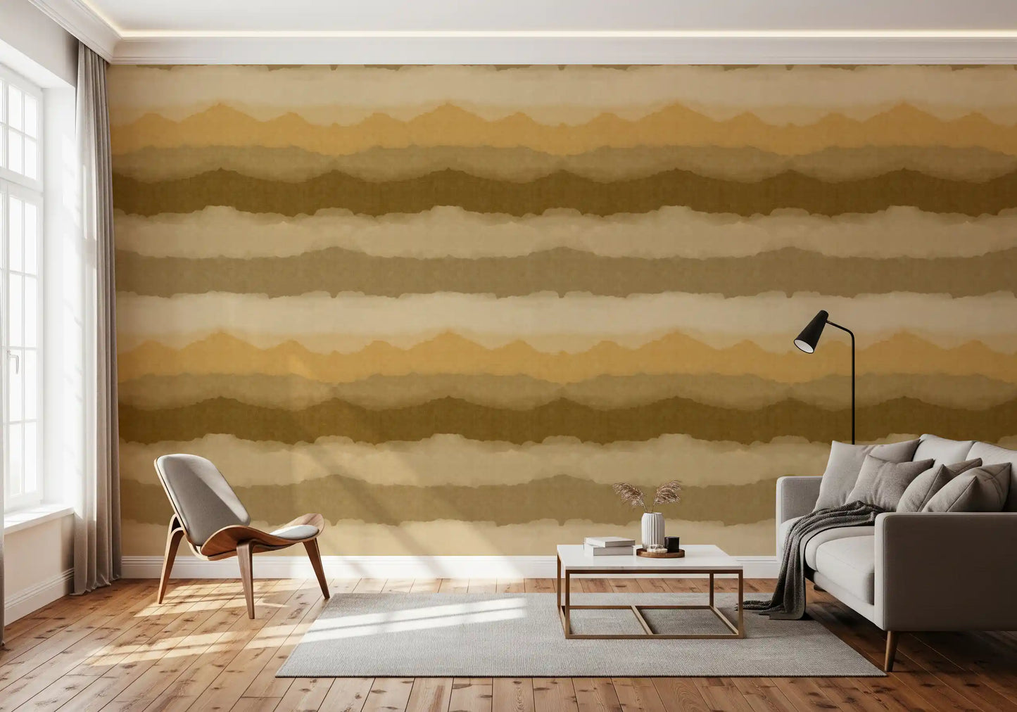 Papier peint Horizon peint Ocre Relax