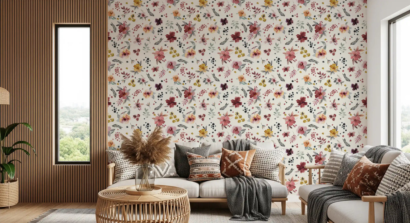 Mjukt blommigt landskaps-tapet