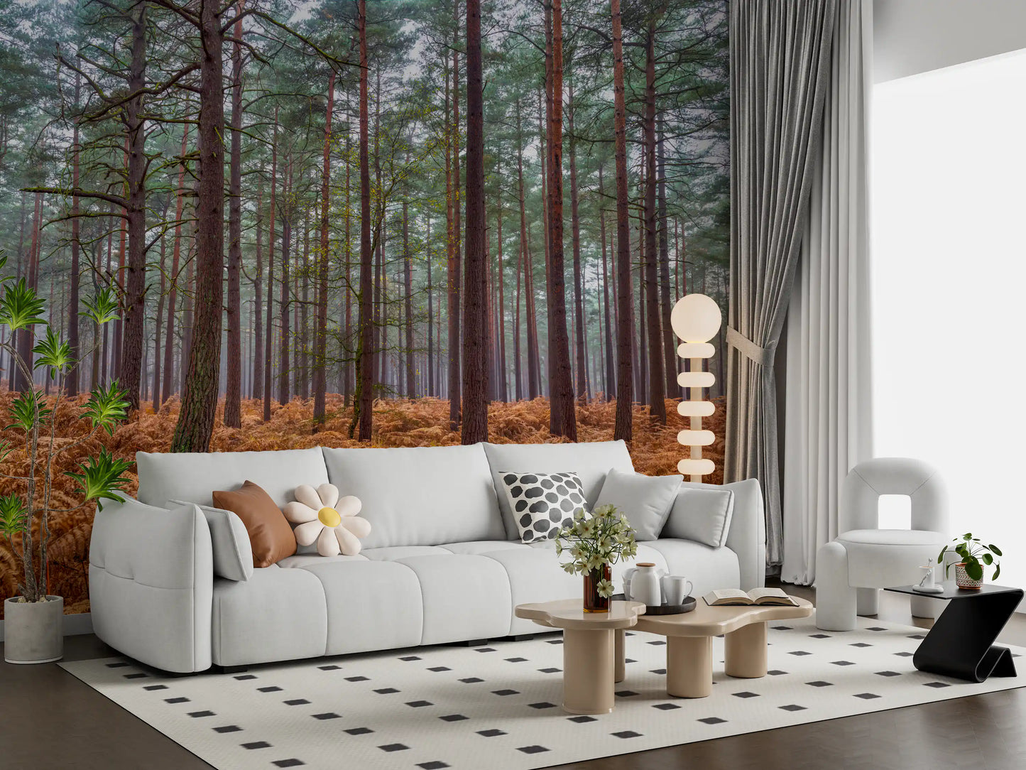 Wandbild Kiefernwald & Glutfarne