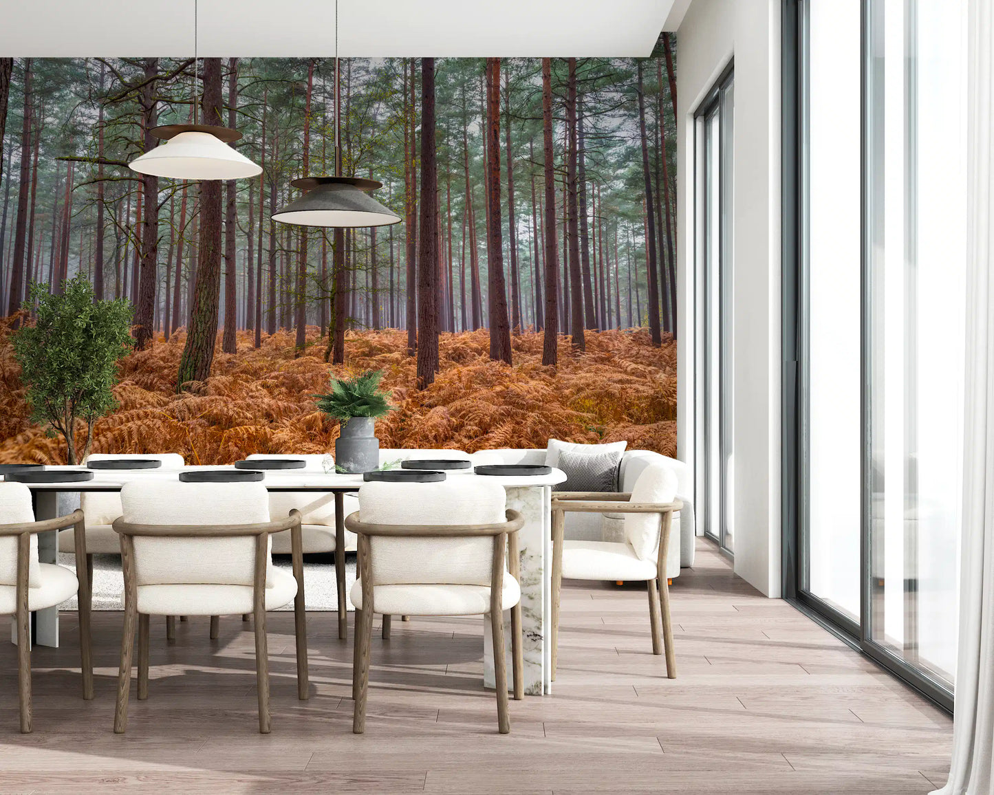 Wandbild Kiefernwald & Glutfarne
