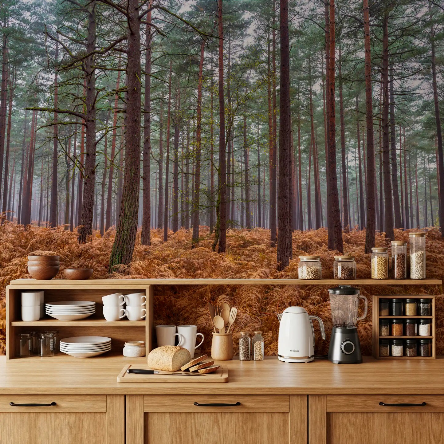 Wandbild Kiefernwald & Glutfarne