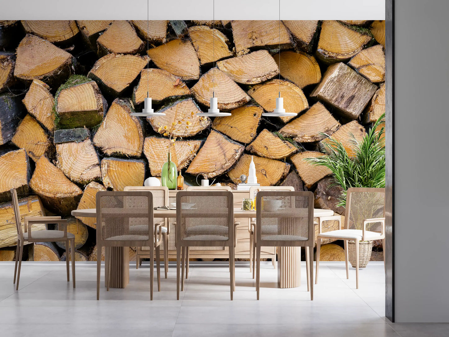 Tapet mural cu textură de lemn rustic stivuit