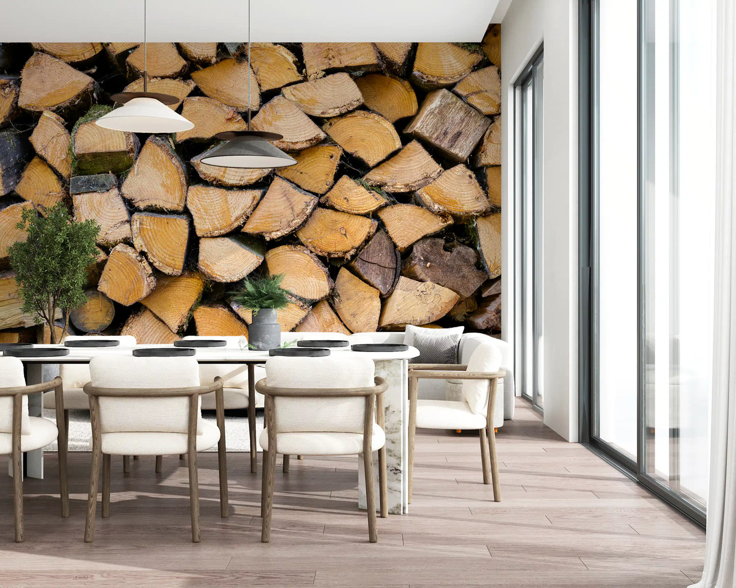 Tapet mural cu textură de lemn rustic stivuit