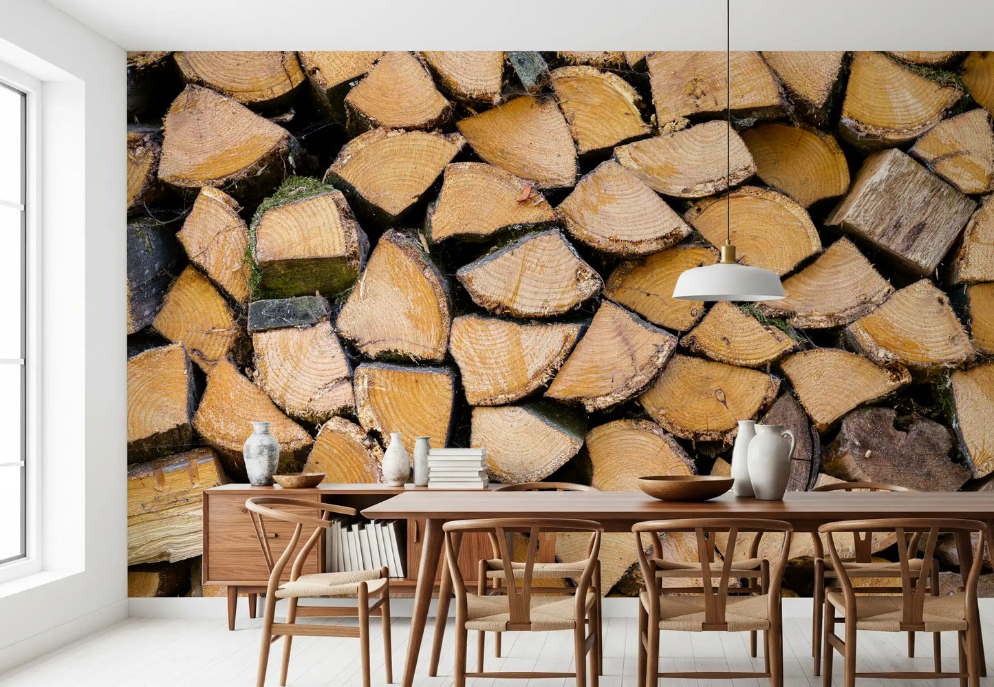 Tapet mural cu textură de lemn rustic stivuit