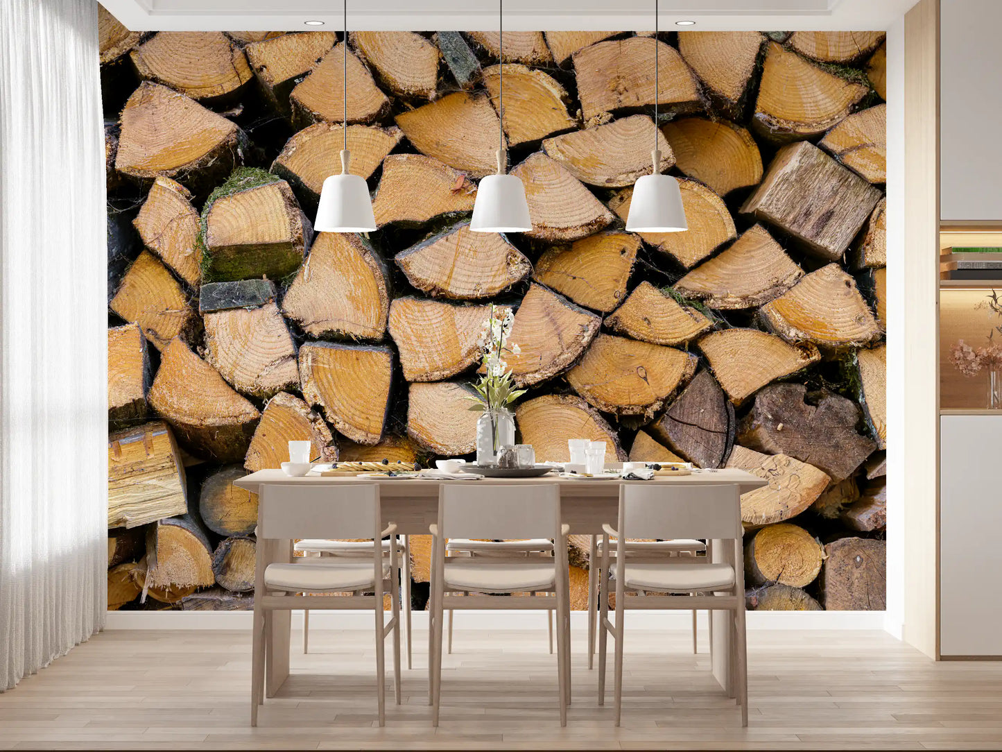 Tapet mural cu textură de lemn rustic stivuit