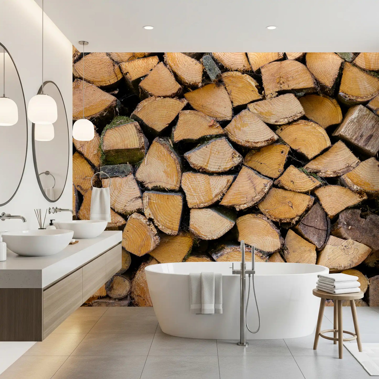 Tapet mural cu textură de lemn rustic stivuit