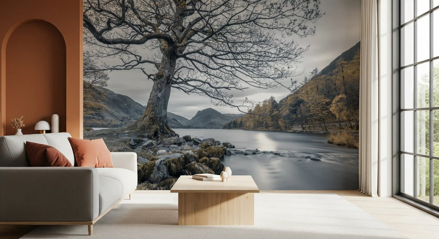 Ancient Oak, Silent Waters Wandbild