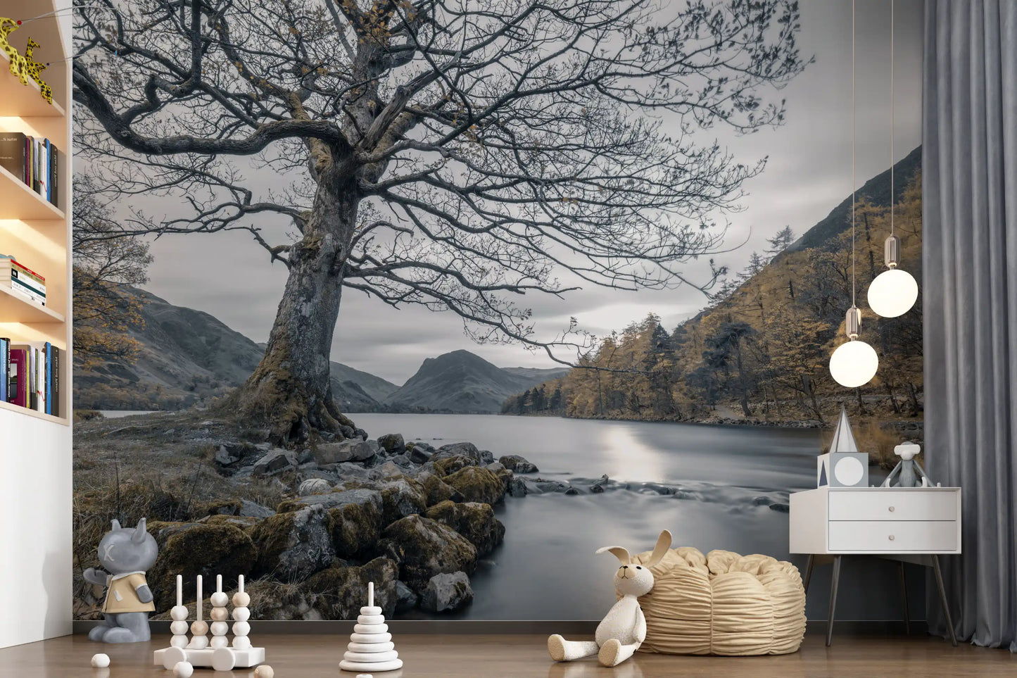 Ancient Oak, Silent Waters Wandbild