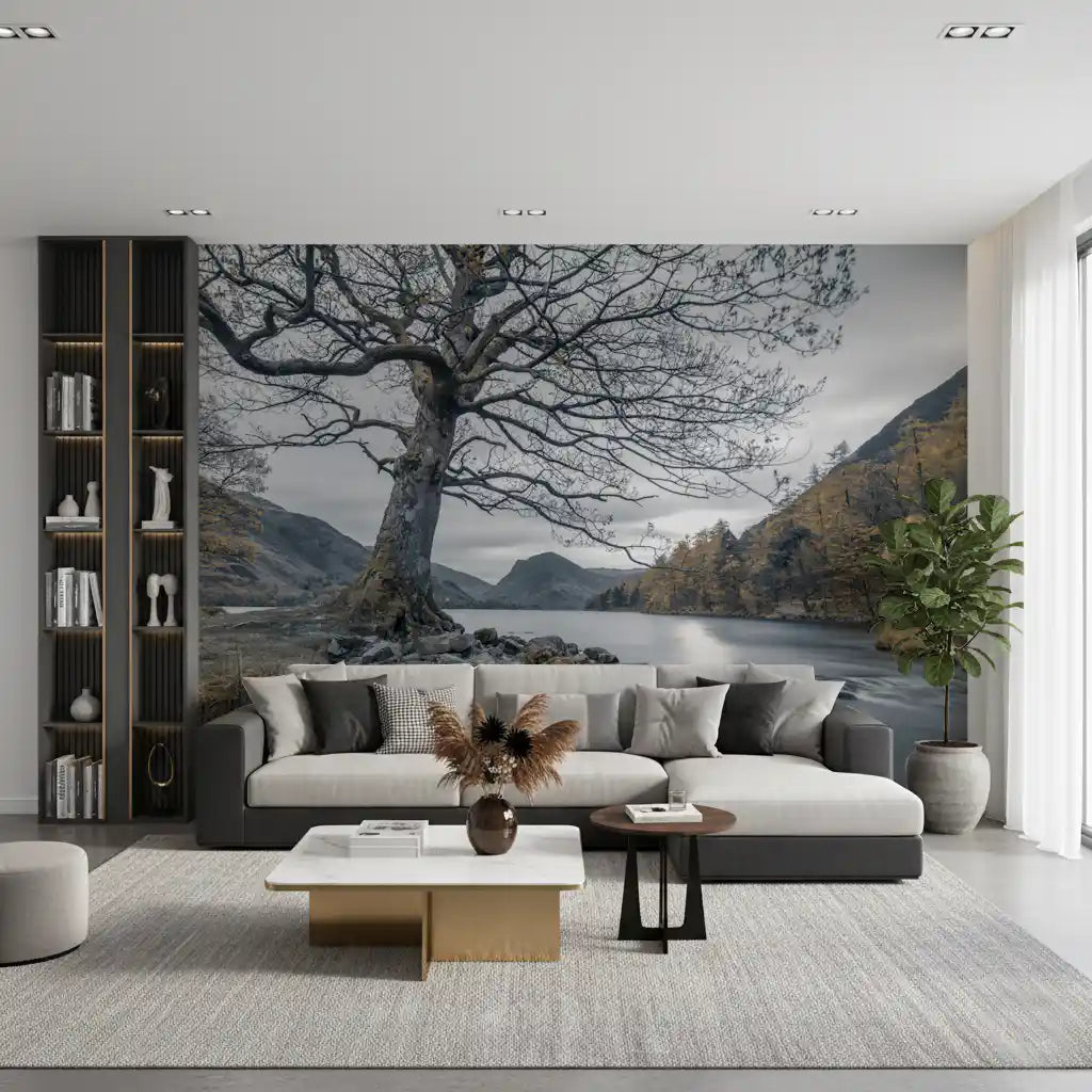 Ancient Oak, Silent Waters Wandbild