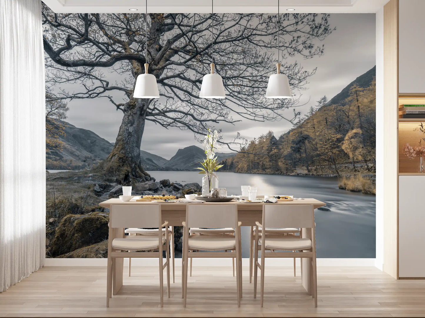 Ancient Oak, Silent Waters Wandbild