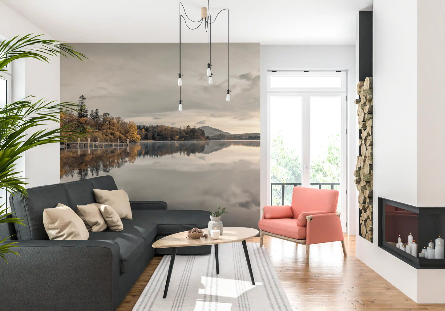 Pictură murală liniștitoare la malul lacului Golden Lakeside