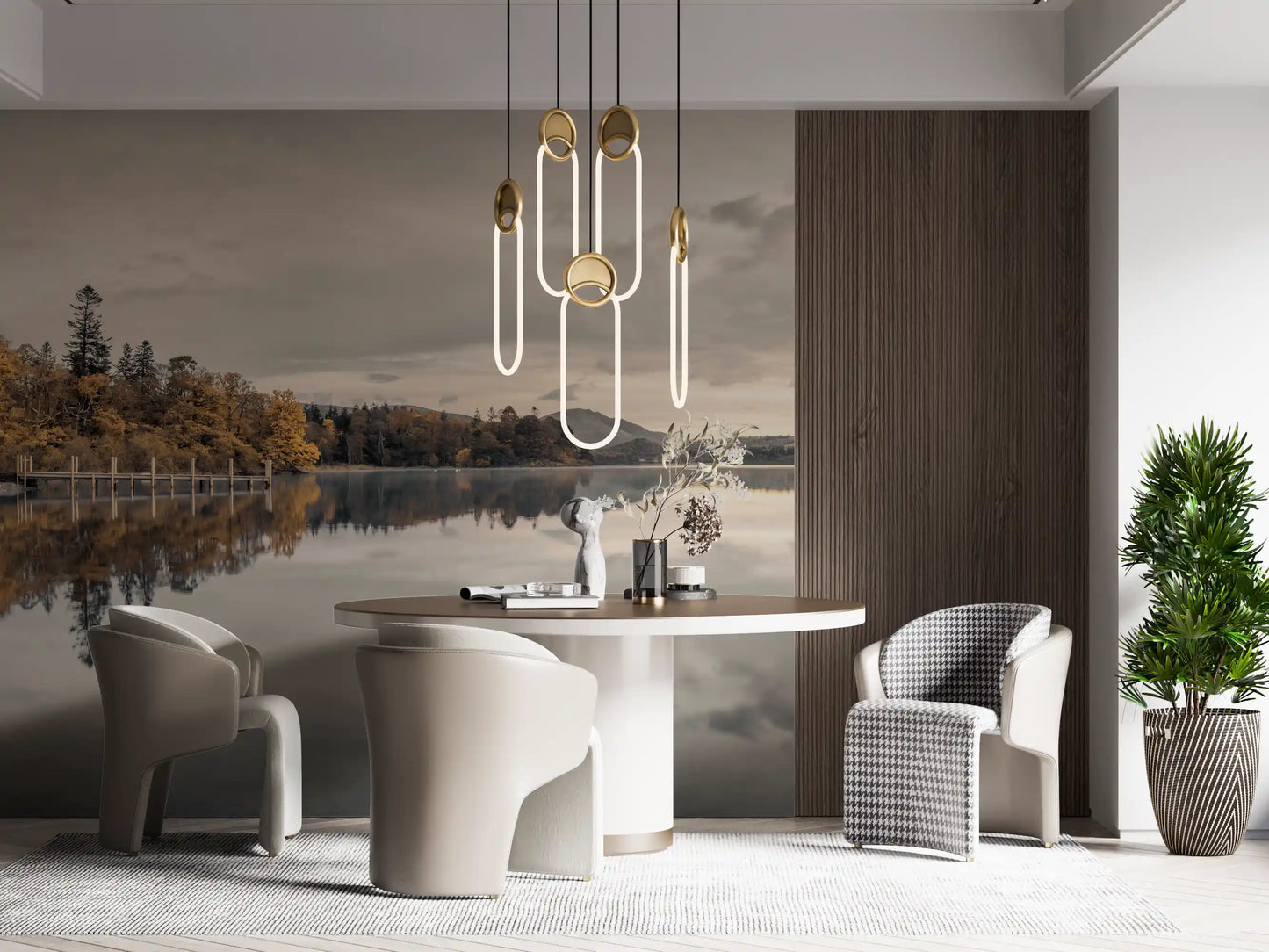 Pictură murală liniștitoare la malul lacului Golden Lakeside
