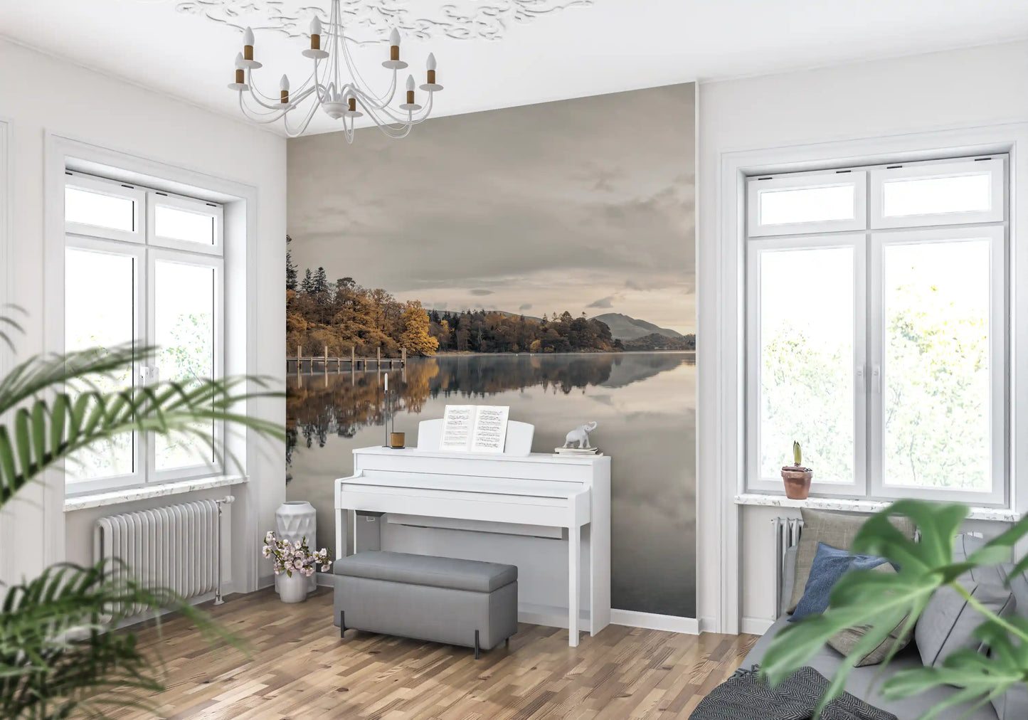 Pictură murală liniștitoare la malul lacului Golden Lakeside
