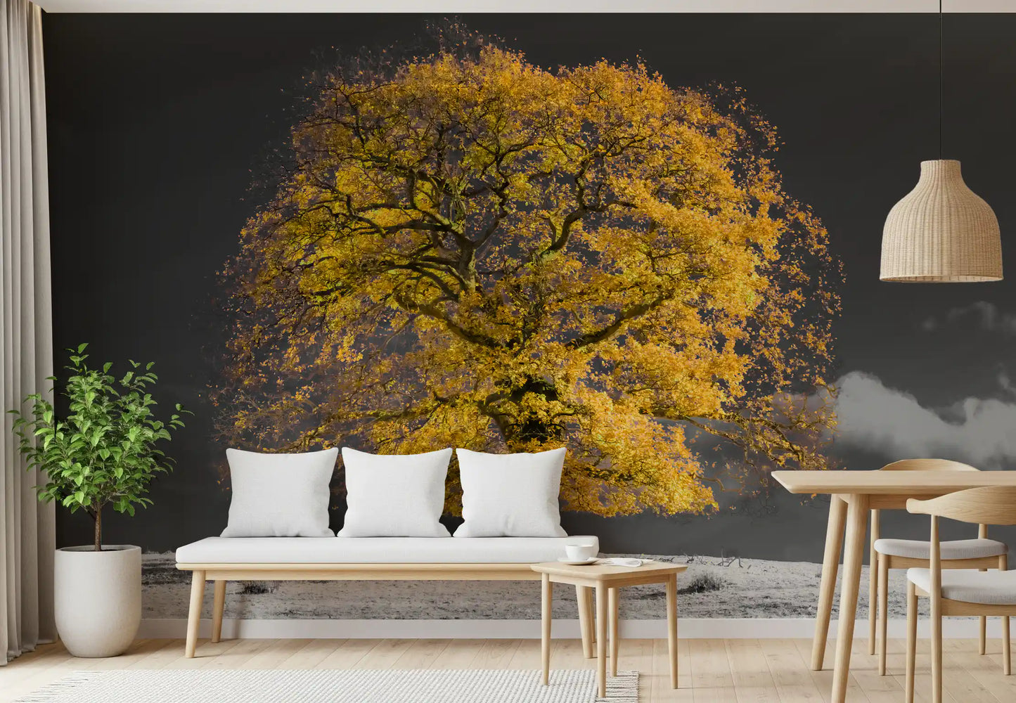Pictură murală Golden Solitude pentru perete