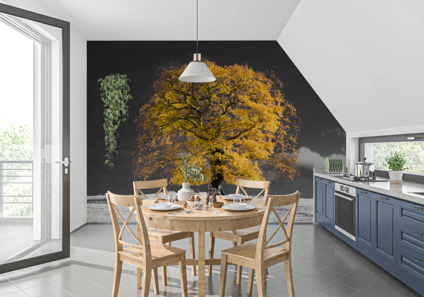 Pictură murală Golden Solitude pentru perete