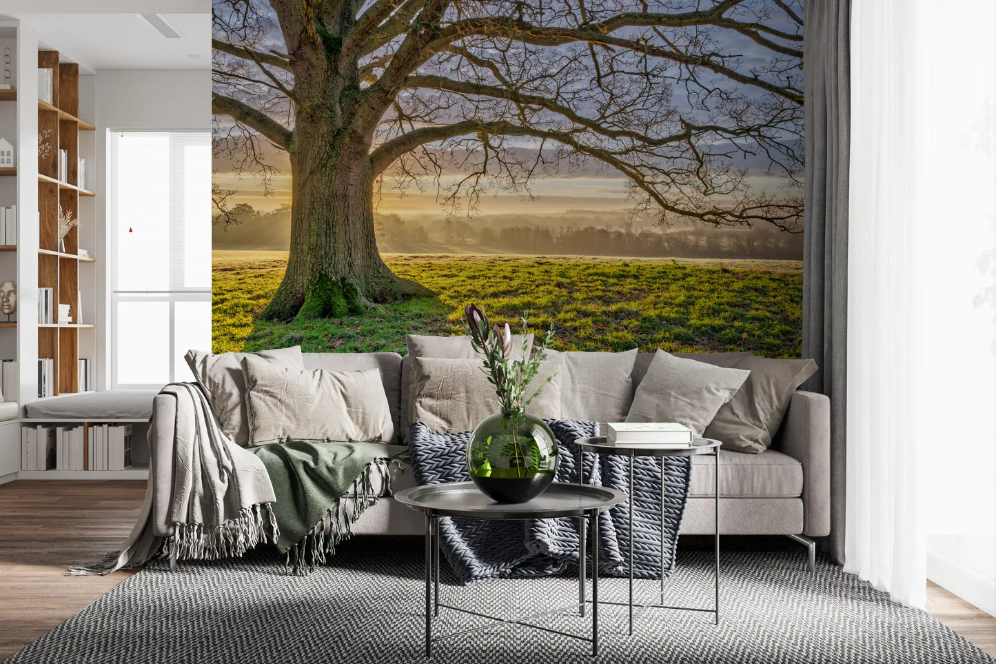 Goldene Morgendämmerung Eichenbaum Wandbild