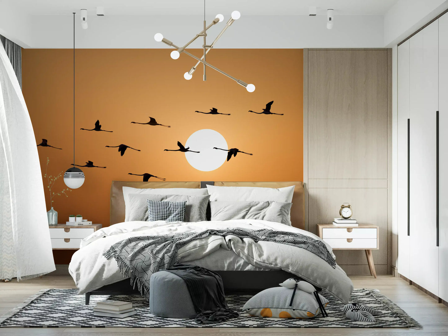 Golden Horizon Flock Wall Mural