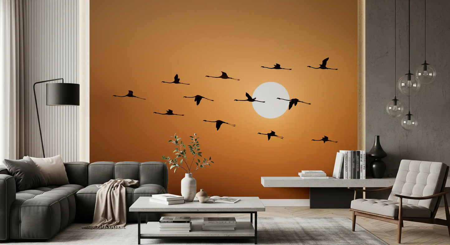 Golden Horizon Flock Wall Mural
