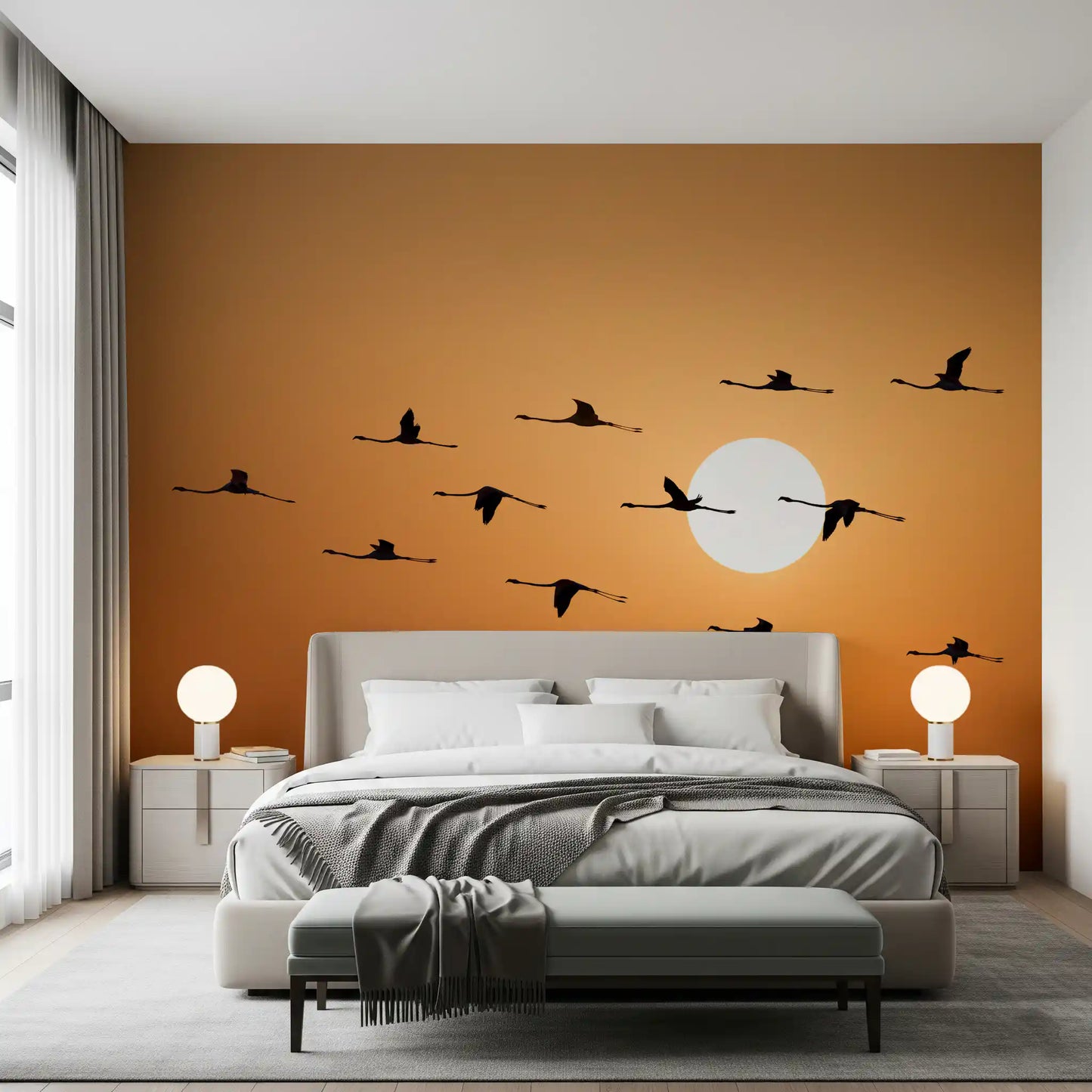 Golden Horizon Flock Wall Mural